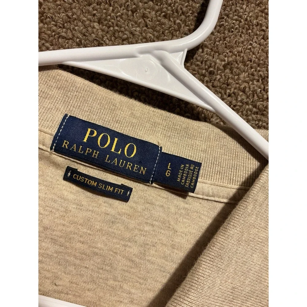 Polo Ralph Lauren Men Brown Polo New No Tag L Dune‎ Brown Pony Custom Slim Fit